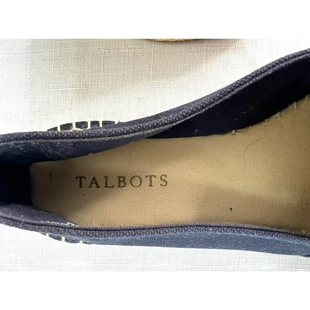 Talbots Dragonfly Espadrille Flats Blue Canvas Round Toe‎ SZ 7.5
